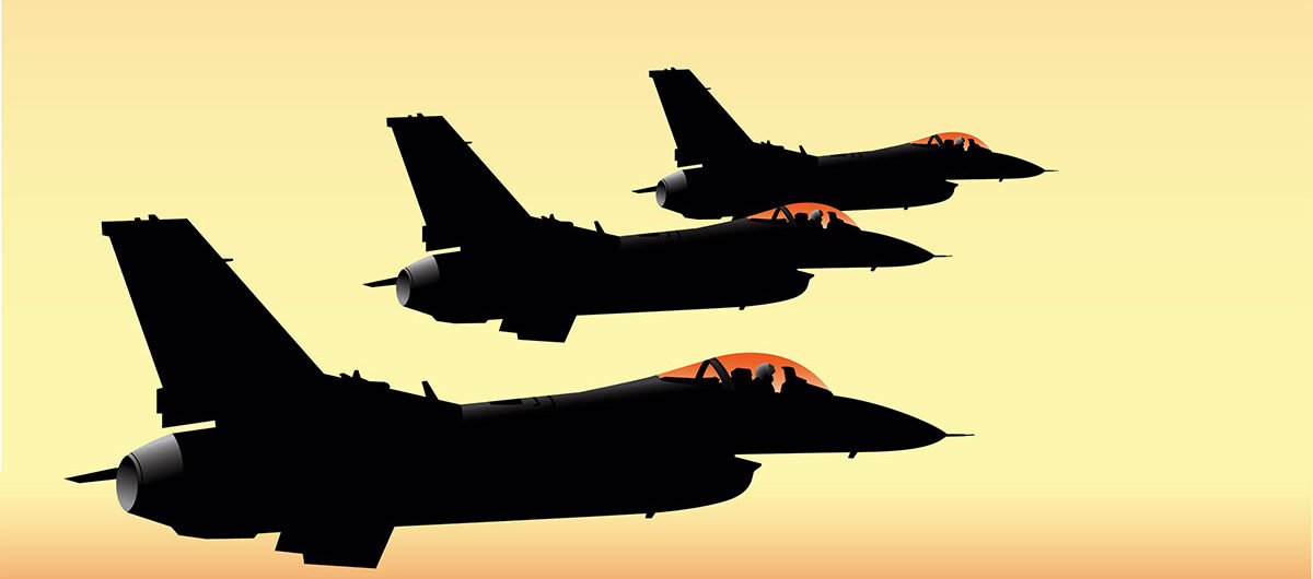 natofighterjetsinsunsetflyinginformationvectorimage